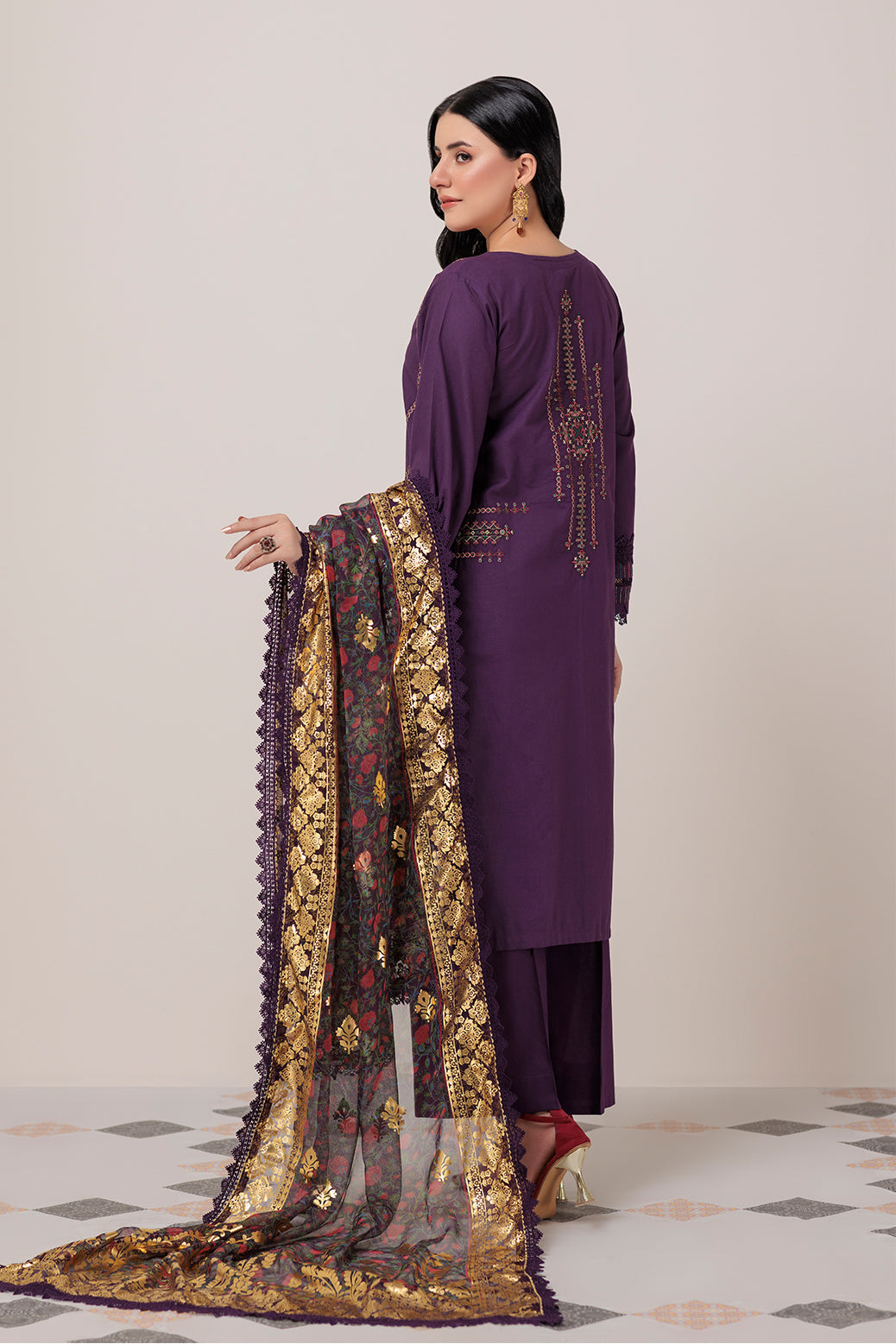 PURPLE-DYED CAMBRIC-3 PIECE (HV3C233P03) Bonanza Satrangi