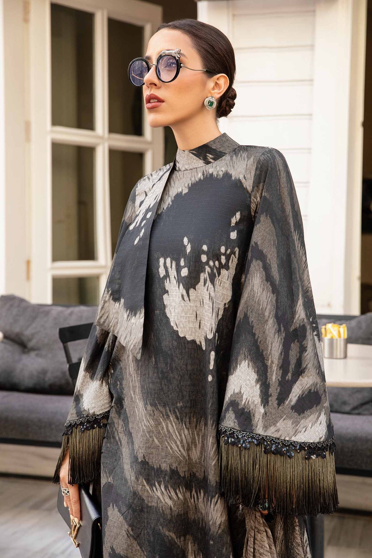 MPT-2310-A | 3 Piece Unstitched Printed Cambric Suit (Grey) - Brands of PK