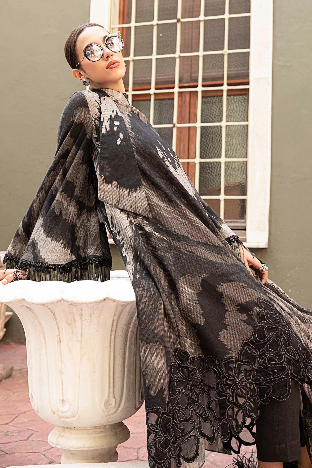 MPT-2310-A | 3 Piece Unstitched Printed Cambric Suit (Grey) - Brands of PK