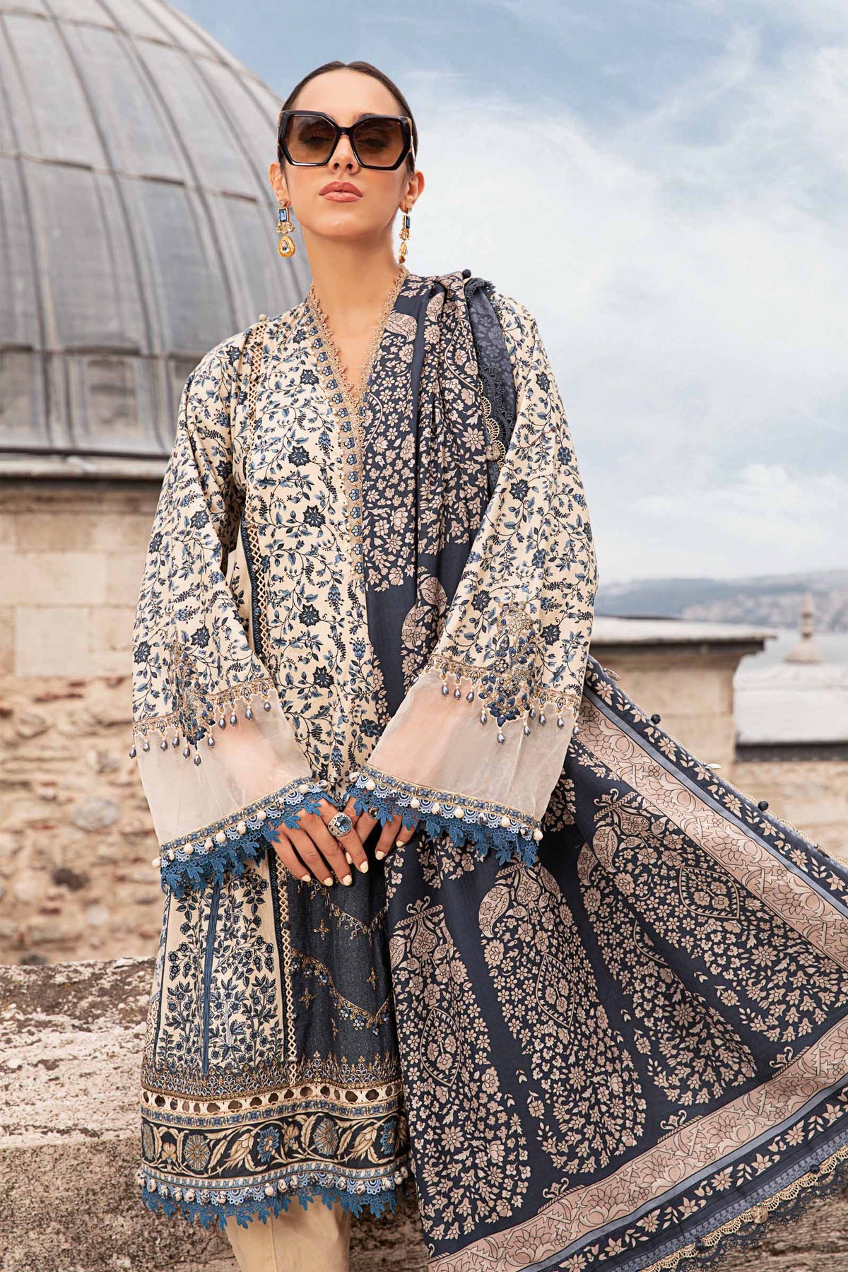 MPT-2302-A | 3 Piece Unstitched Printed Cambric Suit - Brands of PK