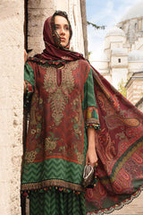 MPT-2305-B | 3 Piece Unstitched Printed Linen Suit(Maroon) - Brands of PK