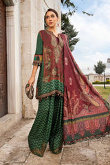 MPT-2305-B | 3 Piece Unstitched Printed Linen Suit(Maroon) - Brands of PK