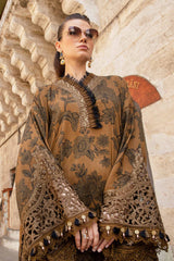 MPT-2309-A | 3 Piece Unstitched Printed Cambric Suit (Brown) - Brands of PK