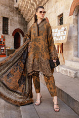 MPT-2309-A | 3 Piece Unstitched Printed Cambric Suit (Brown) - Brands of PK