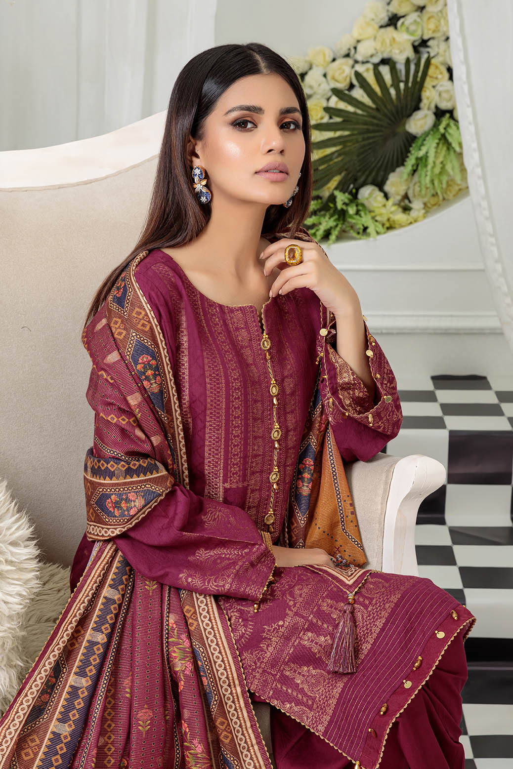 PLUM-JACQUARD-3 PIECE (SRNS223P29)