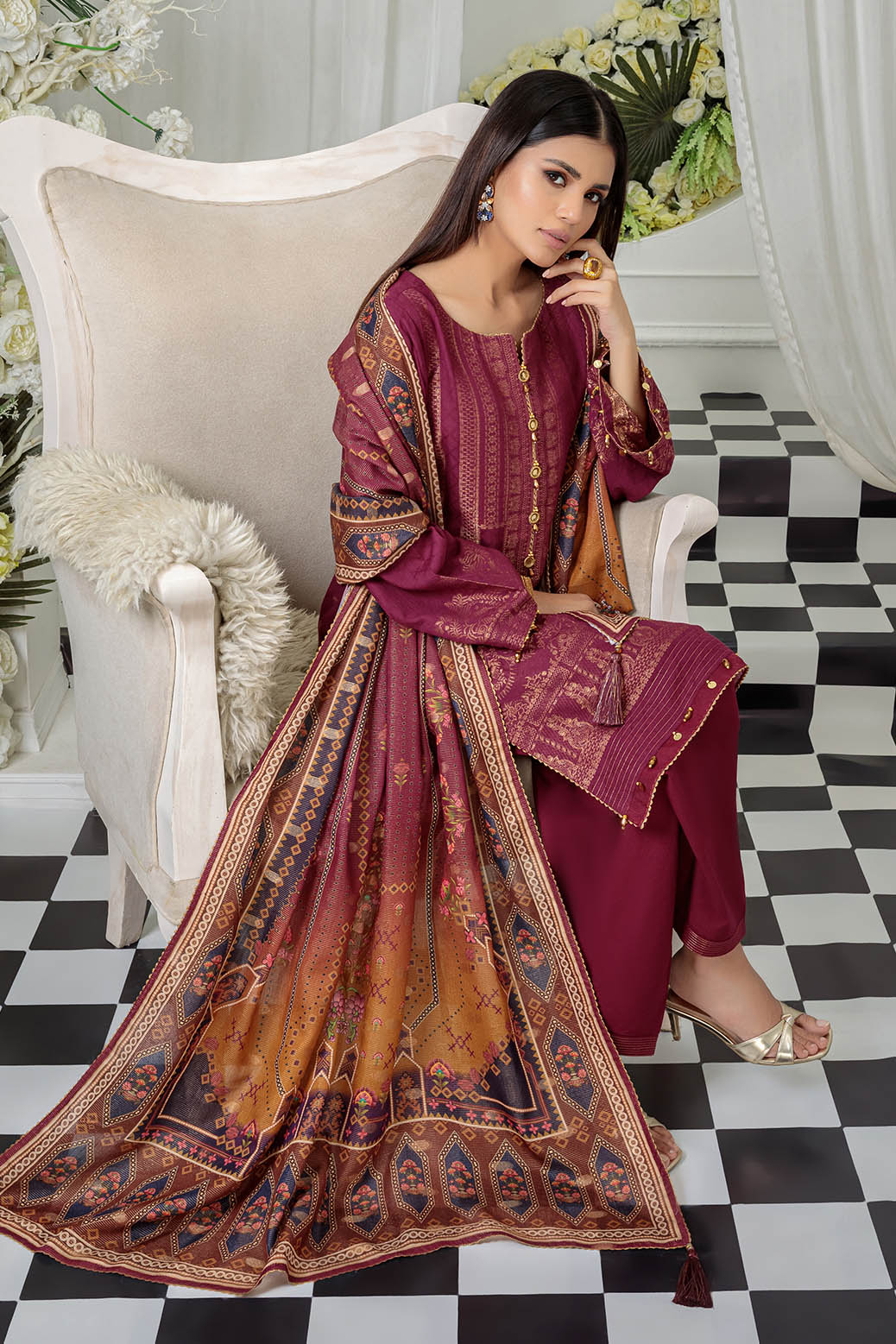 PLUM-JACQUARD-3 PIECE (SRNS223P29)
