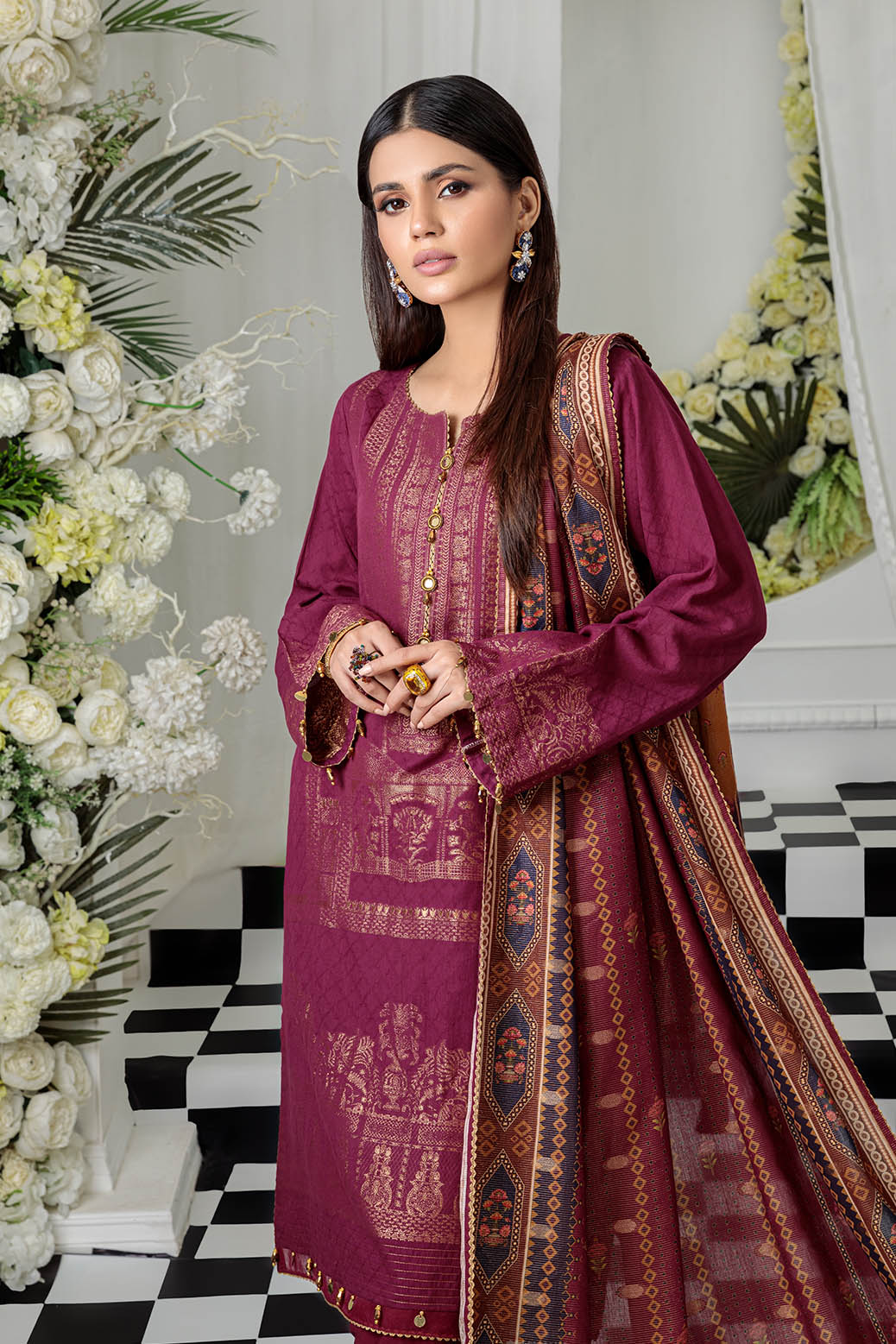 PLUM-JACQUARD-3 PIECE (SRNS223P29)