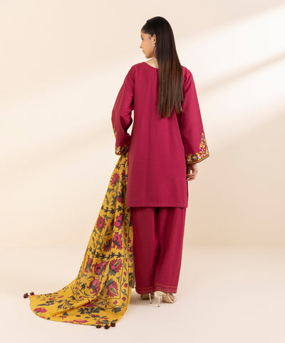 sapphire embroidered khaddar suit
