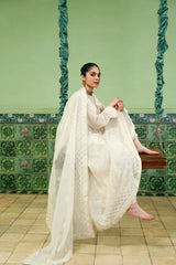 WHITE CHIKANKARI KALIDAAR Agha Noor