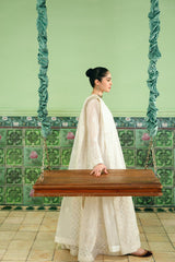 WHITE CHIKANKARI KALIDAAR