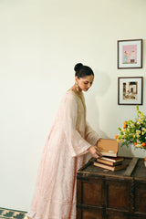 PASTEL PINK CHIKANKARI KALIDAAR