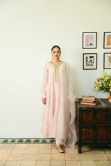 PASTEL PINK CHIKANKARI KALIDAAR