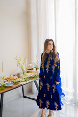 Royal Blue Velvet Outfit - Luxury Pret